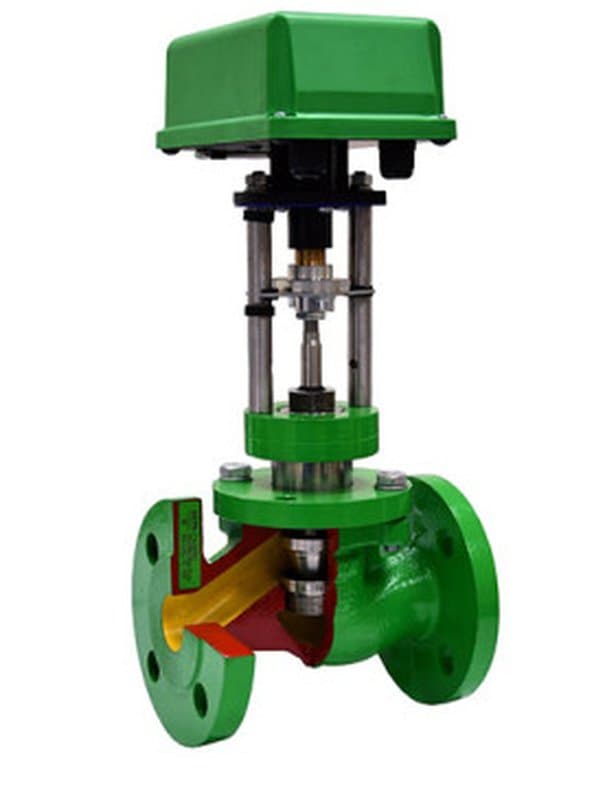 Клапан регулирующий АСТА Р213 ТЕРМОКОМПАКТ Ду50 Ру16, уплотнение - PTFE, с электроприводом ЭПР 1.6 кН 220В (3-х поз. сигнал)