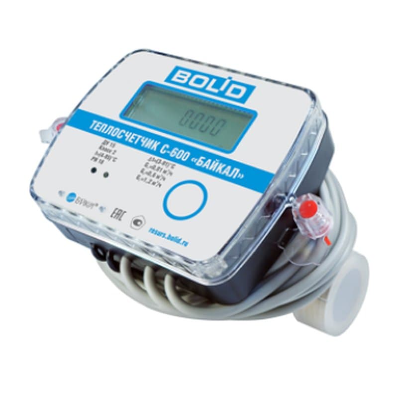 Теплосчетчики ультразвуковые Байкал C-600 Ду15 Ру16 резьбовой, квартирный, пропускная способность 0,6 м3/час, установка универсальная