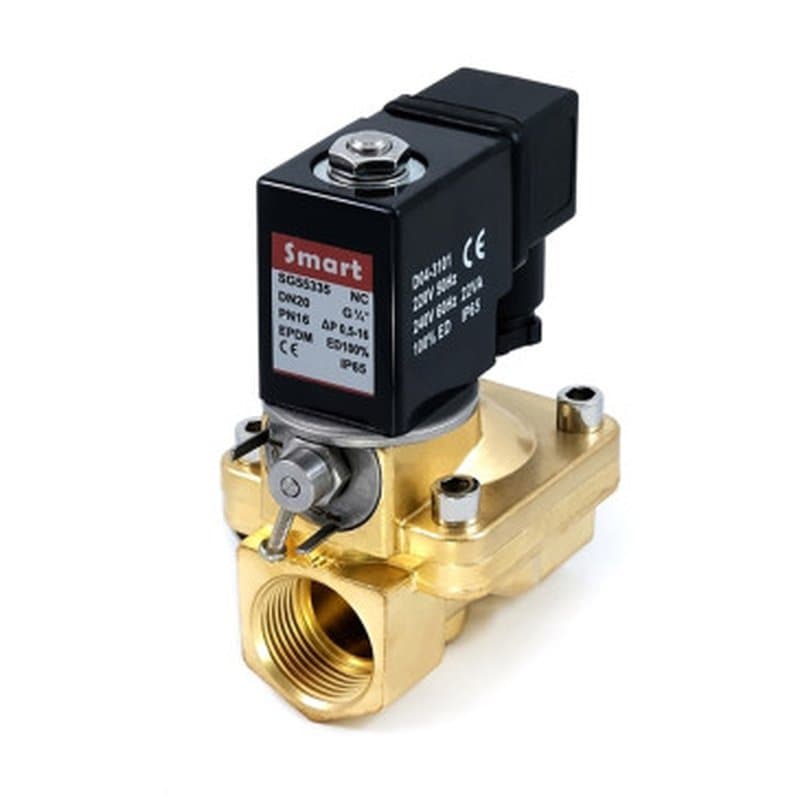 Клапан электромагнитный Smart SG-5533 11/4 Ду32 Ру16 резьбовой, нормально закрытый, корпус - латунь, уплотнение - EPDM, AC 110V, с ручным дублером
