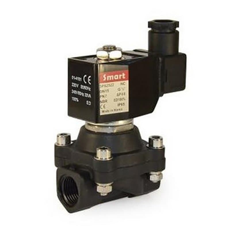 Клапан электромагнитный Smart SF-6254 1 Ду25 Ру10 резьбовой, нормально открытый, корпус - эколон, уплотнение - NBR, AC 110V