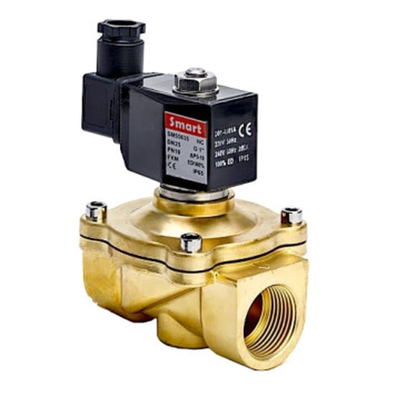 Клапан электромагнитный Smart SM-5563 3/4 Ду20 Ру10 прямого действия, нормально закрытый, корпус - латунь, мембрана - FKM, DC 12v