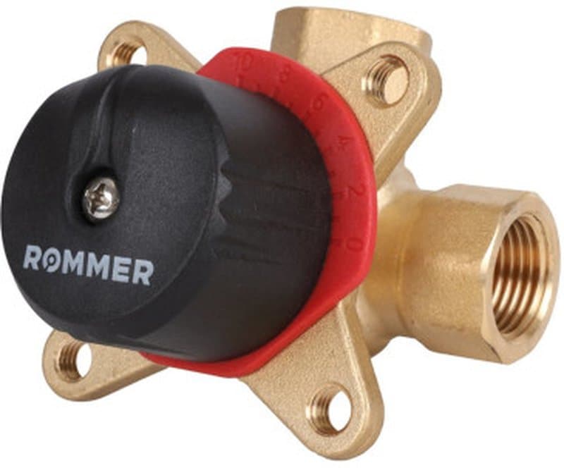 Клапан запорно-регулирующий ROMMER RVM-0003 2” Ду50 Pу10 Kvs 40 корпус – латунь, уплотнение – EPDM, трехходовой, сместительный, поворотный