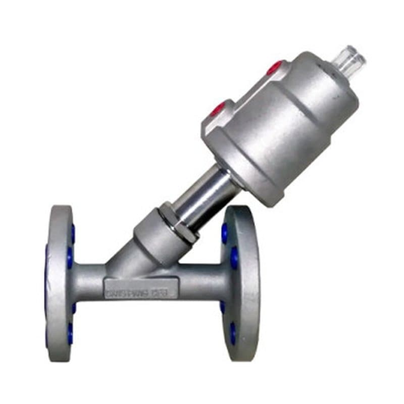 Клапан отсечной седельный фланцевый ПГС КНО-ПГ-132304-Ф Ду32 Ру25 с пневматическим поршневым приводом, корпус - нержавеющая сталь 304(CF8)