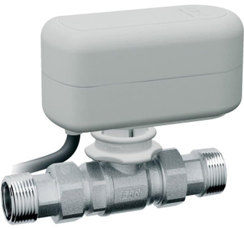 Кран шаровой FAR FA 307075 1 Ду25 Ру16 двухходовой с трёхточечным электроприводом клипсового соединения, наружная-наружная резьба