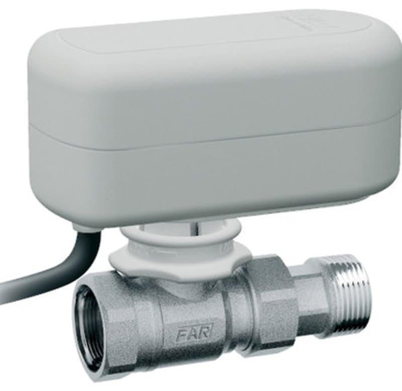 Кран шаровой FAR FA 307077 3/4 Ду20 Ру16 двухходовой с трёхточечным электроприводом, внутренняя резьба/американка