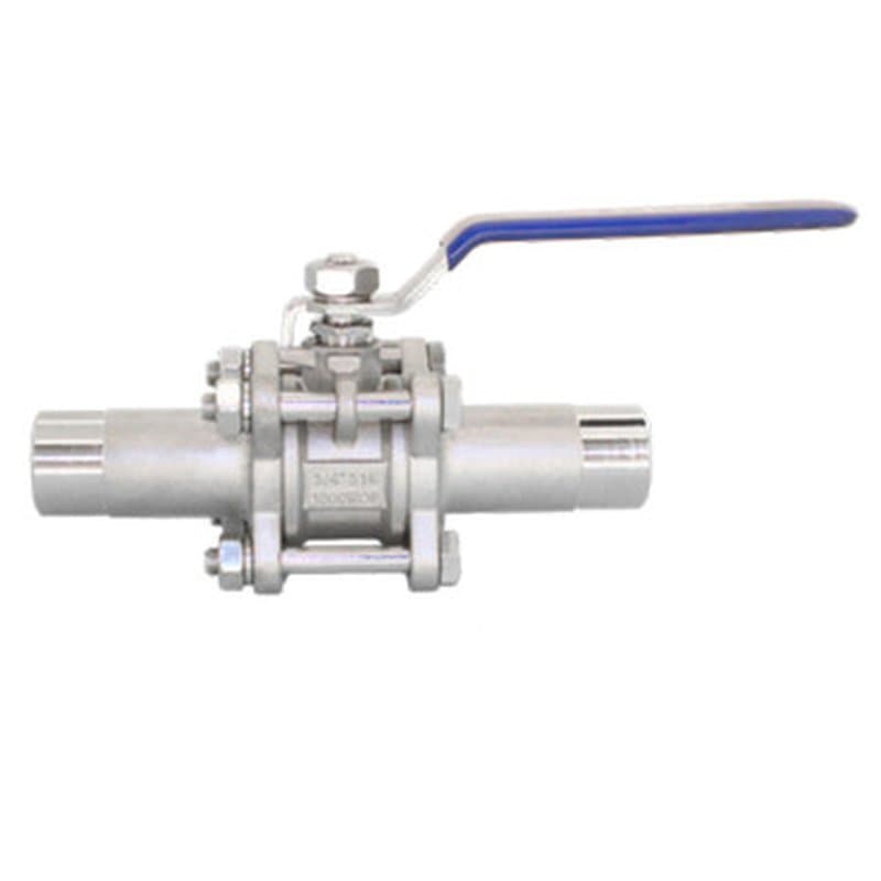 Кран шаровой NewKey NK-BE/4 3 Ду80 Ру25 полнопроходной, трехсоставной, под приварку, корпус – нержавеющая сталь AISI304 (CF8)