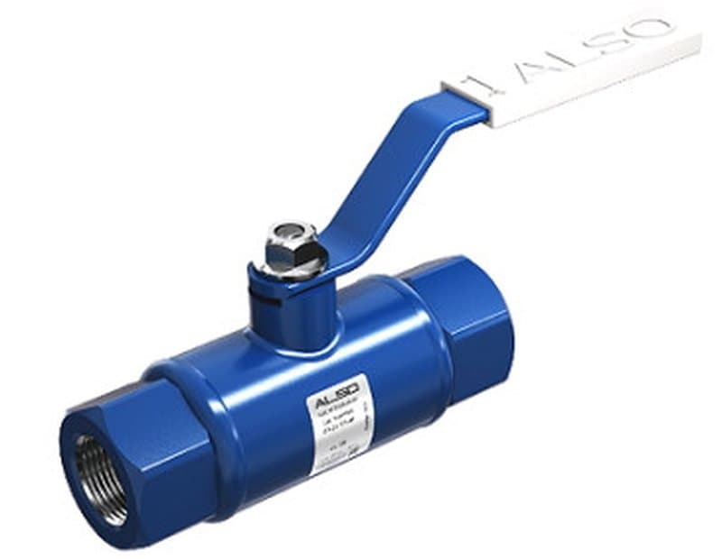 Кран шаровой ALSO КШ.М.П.032.40-03 1 1/4 Ду32 Ру40 полнопроходной, присоединение - муфтовое, корпус - нержавеющая сталь 12Х18Н10Т, уплотнение - PTFE, управление - ручка/рычаг