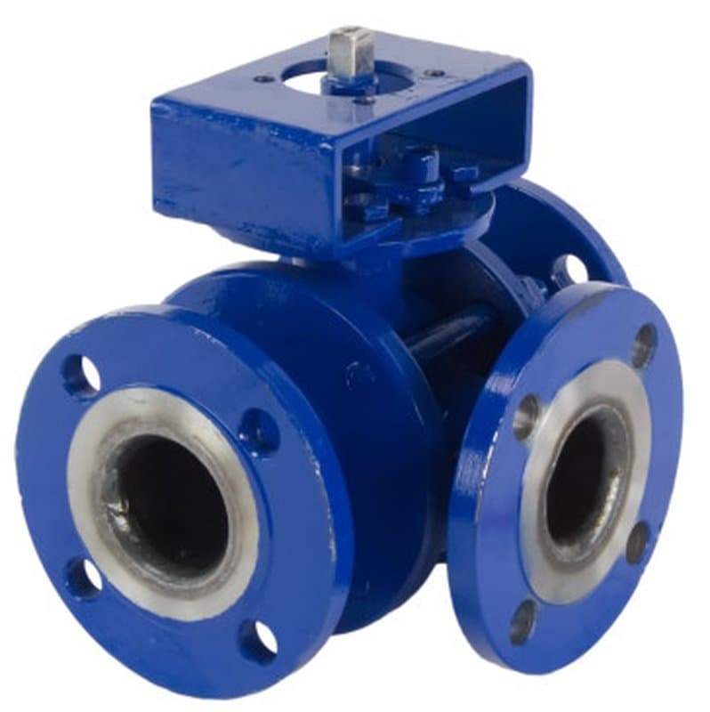 Кран шаровый разборный трехходовой тип Т КШТТ Ду32 Ру16 фланцевый полнопроходной Маршал под привод