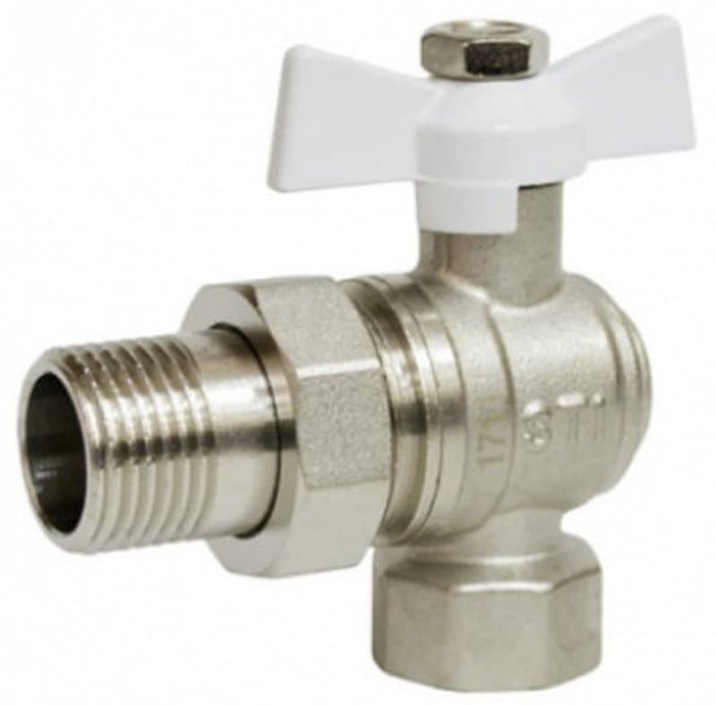 Кран шаровой STI 3/4 Ду20 Ру40 муфтовый (американка) полнопроходной угловой, бабочка, корпус-латунь