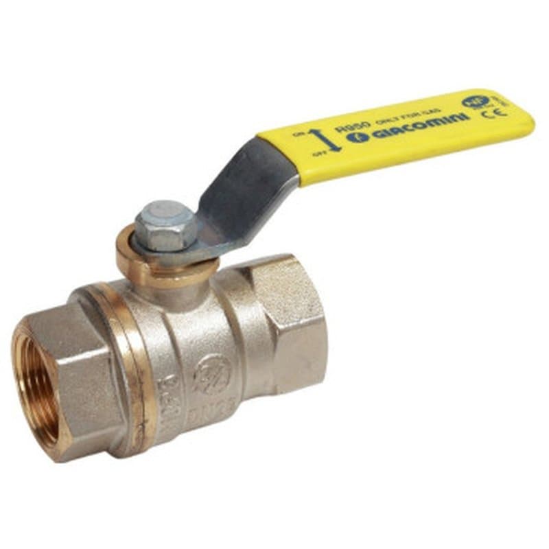 Кран шаровой Giacomini R950G Ду8 Ру12 полнопроходной муфтовый, никелированный латунный, внутренняя резьба, управление ручка-рычаг