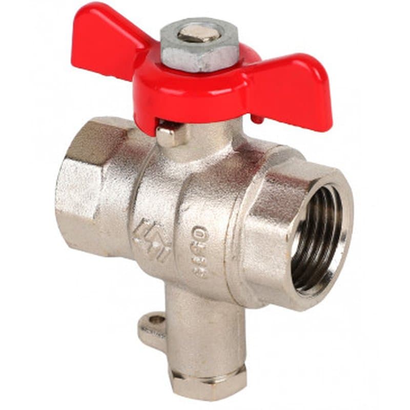 Кран шаровой MVI BV.64 1/2" Ду15х9 мм Ру16 латунный никелированный, внутренняя / внутренняя резьба, для подключения датчика температуры