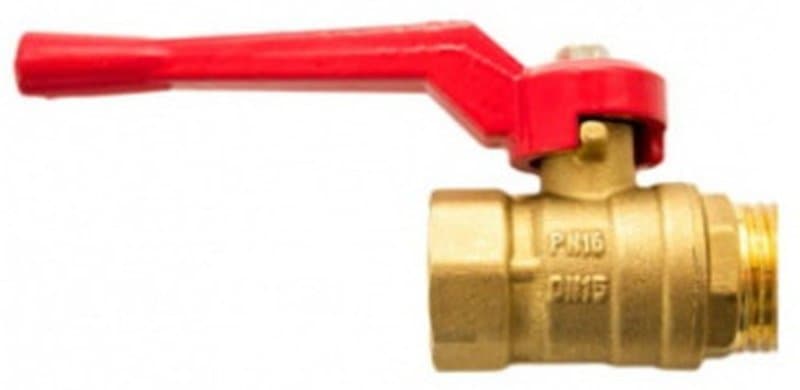 Кран шаровой 11б27п1 1/2 Ду15 Ру16 муфтовый (гайка-штуцер) полнопроходный, рычаг, корпус-латунь