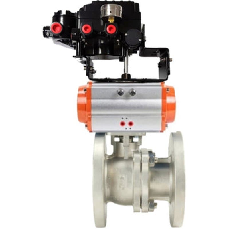 Кран шаровой КШФП.316.200 Ду125 Ру16, фланцевый с пневмоприводом DA-140 двойного действия, с электропневматическим поворотным позиционером YT-1000RSN без обратной связи