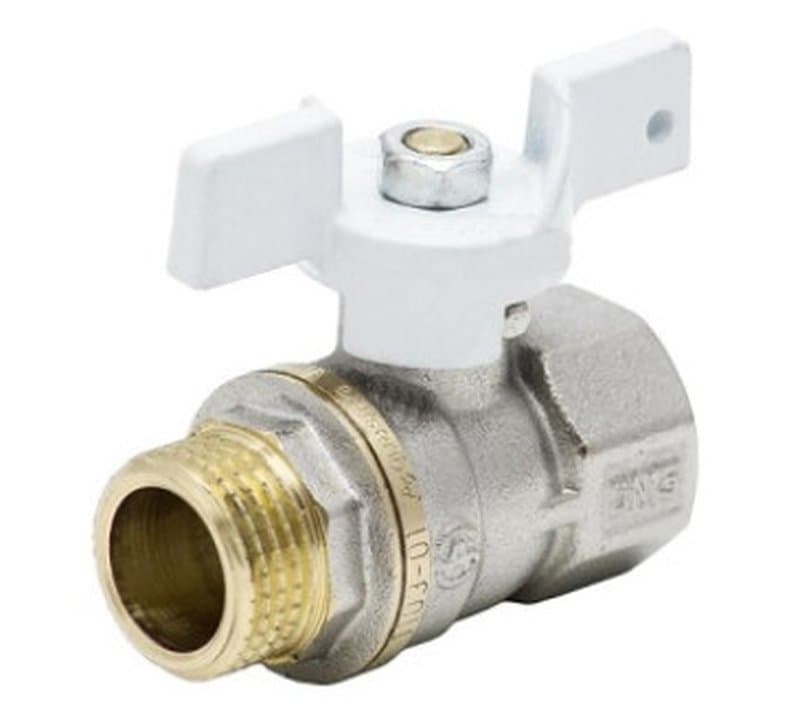 Кран шаровой 1104 Aquasfera Standard 3/4 Ду20 Ру30 полнопроходной, никелированный, внутренняя/наружная резьба, ручка-бабочка (1104-02)