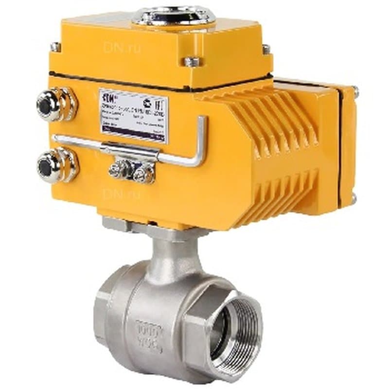 Кран шаровой BV3232P-FP-T Ду100 Ру63, сталь 316, уплотнение - PTFE, полнопроходной, резьбовой с электроприводом четвертьоборотным 020 380В