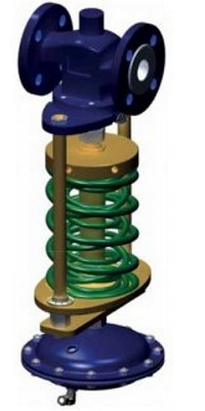 Регулятор давления Broen TD57-FA-040 ″до себя″ Ду40 Ру16, с импульсной трубкой и фитингом, диапазон настройки - 3-9 бар, фланцевые, корпус - чугун