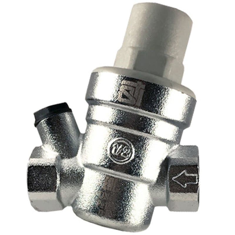 Редуктор давления воды STI 3/4″ Ду20 Ру16 выход под манометр 1-6 бар, латунь, внутренняя резьба, уплотнение EPDM