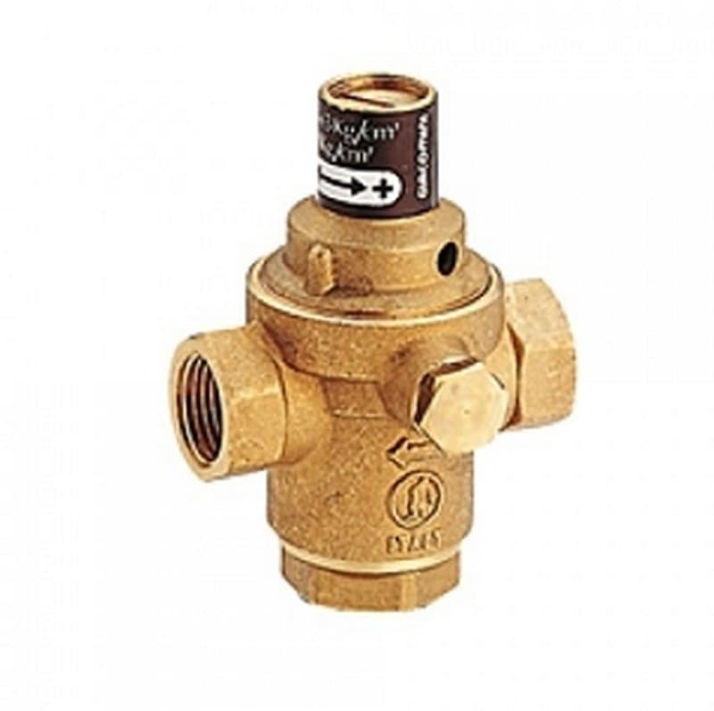 Клапан подпиточный Giacomini R150Y 1/2″ Ду15 Ру10 внутренняя резьба, латунный, поршневой, с выходом под манометром и обратным клапаном, Рн = 0,5 - 3 бар (R150Y103)