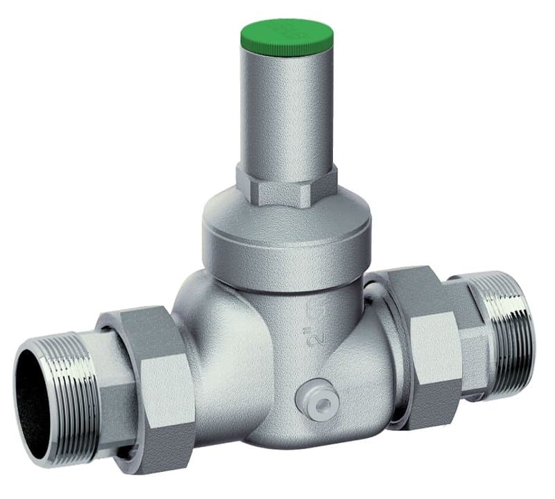 Регулятор давления FAR FA 2810 1 1/4″ Ду32 Ру25 без манометра, латунный, хромированный, наружная/наружная резьба (редуктор)