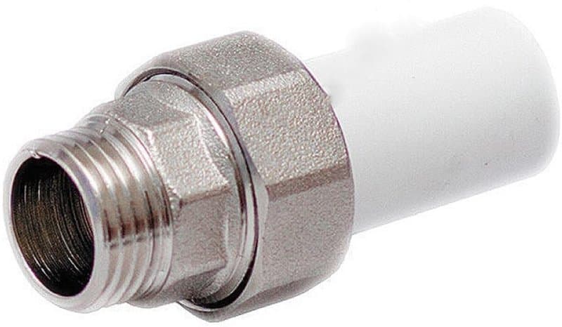 Муфта PP-R комбинированная трубная Valfex Дн32х1″ Ру 25 разъемная, белая , наружная резьба