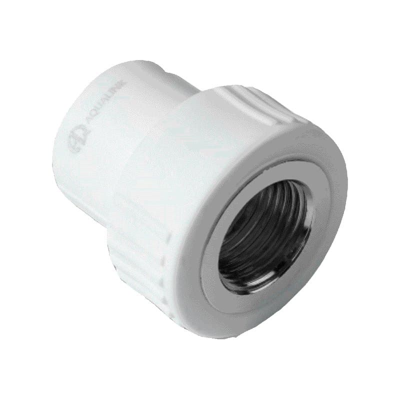 Муфта PP-R комбинированная AQUALINK 1”x3/4” Дн25x20 Ру25 внутренняя резьба под приварку белая