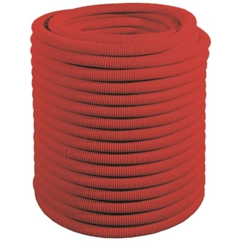 Труба из сшитого полиэтилена KAN Ру10 Дн25 красный, бухта 50 м, гофрированный, защитный для трубы PE-X Дн16-18
