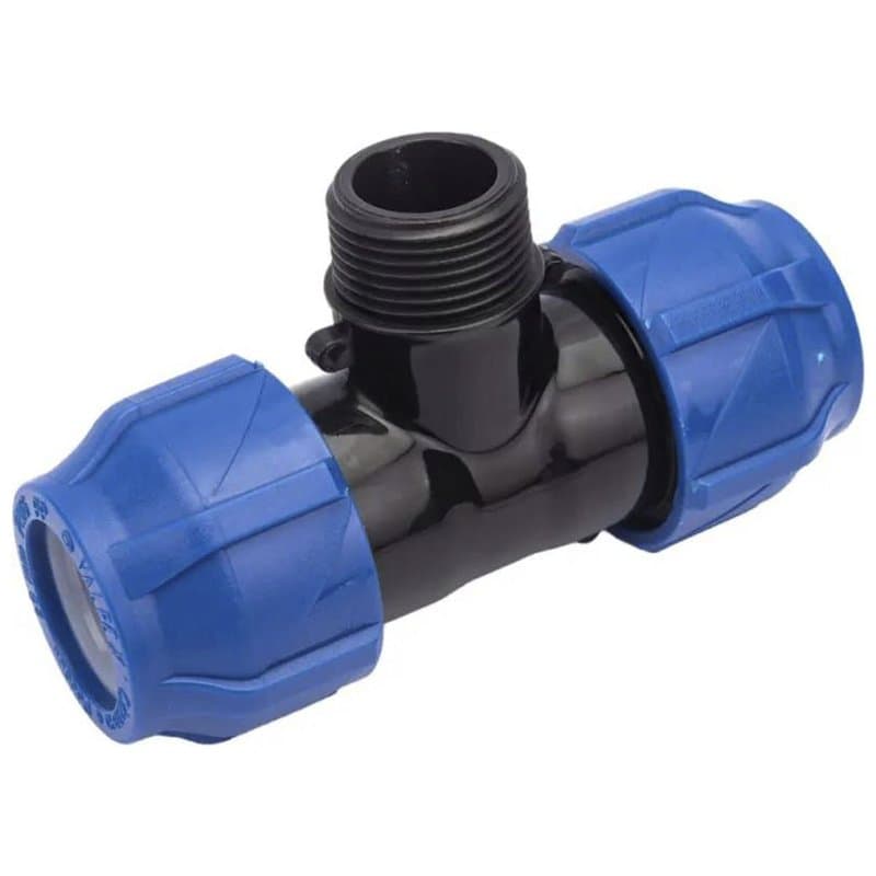 Тройник ПЭ компрессионный VALFEX Дн50x1″x50 Ру16 с наружной резьбой