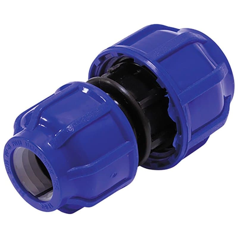 Муфта компрессионная TEBO KOM-KOM-PER Дн40x20 Ру10 для ПНД труб, переходная, разъемная, корпус - полипропилен