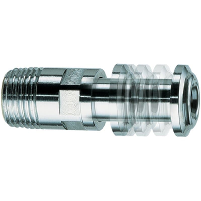 Переходник FAR 1/2″НР телескопический с удлинением 35-60 мм, корпус – хромированная латунь, наружная резьба