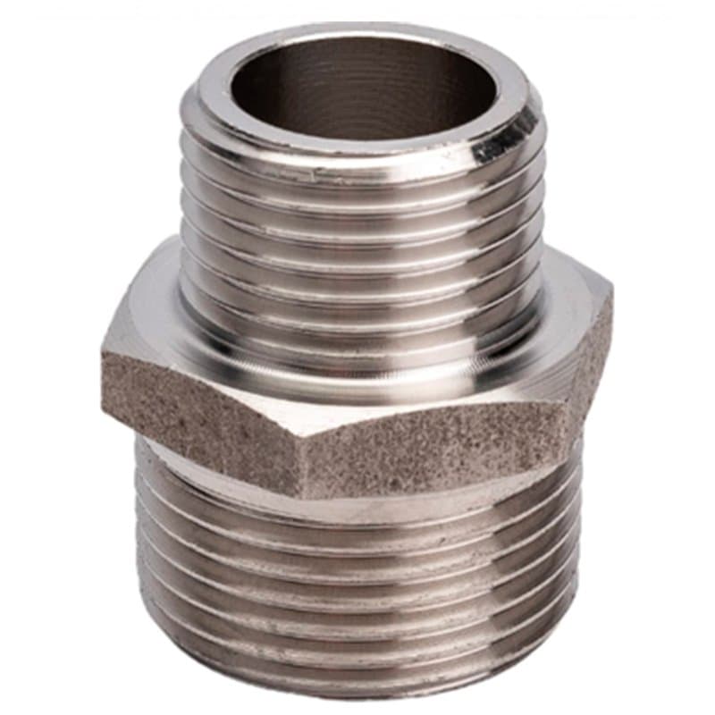 Ниппель переходной Китай 2″х1 1/4″ Ду50х32 Ру20 корпус – нержавеющая сталь AISI304, наружная резьба