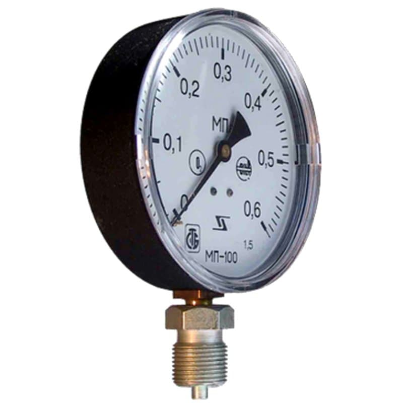 Манометр МП-100 ЗАВОД ТЕПЛОТЕХНИЧЕСКИХ ПРИБОРОВ радиальный, до 6 бар, корпус 100 мм, присоединение G1/2