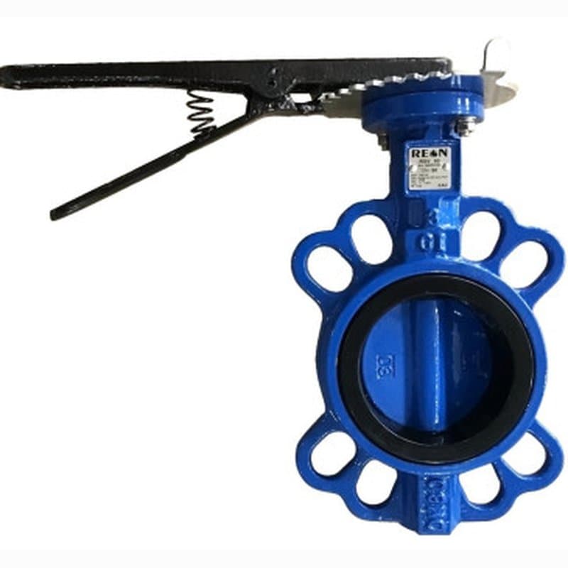 Затвор дисковый поворотный REON RSV80 Ду100 Ру16 межфланцевый, корпус - чугун GG25, со стальной рукояткой