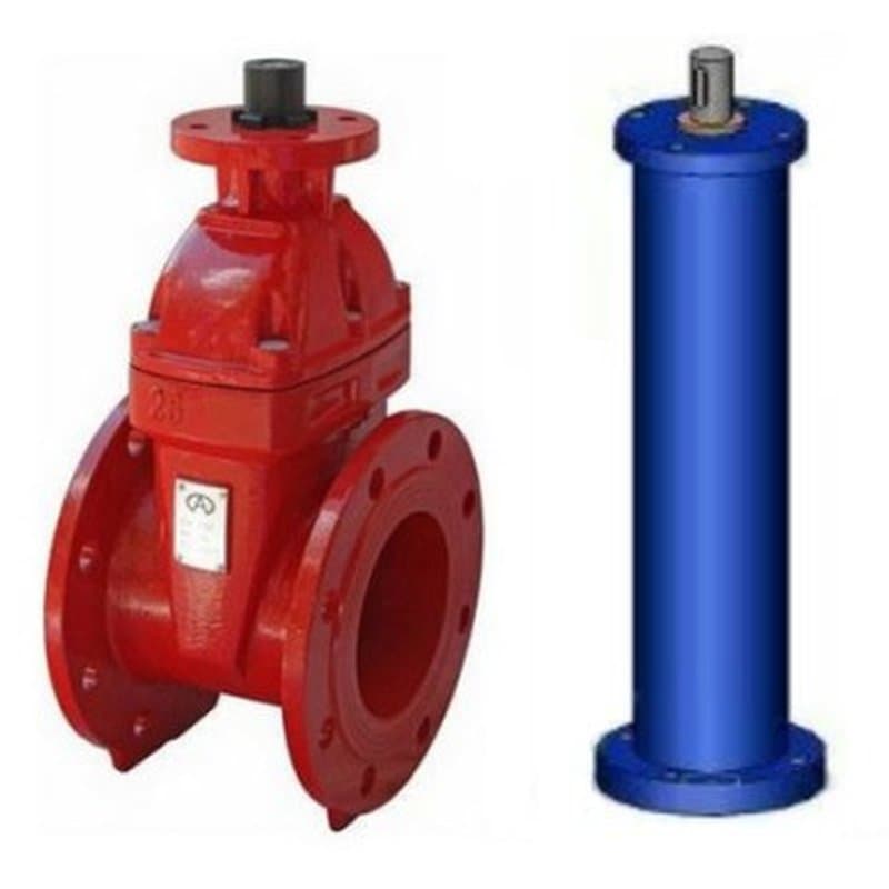 Задвижка с обрезиненным клином ЛАЗ 30ч939р Ду400 Ру10 чугунная, фланцевая, с голым штоком и невыдвижным шпинделем, с колонкой управления F14 (ОСТ тип В) 1000 мм, управление под электропривод