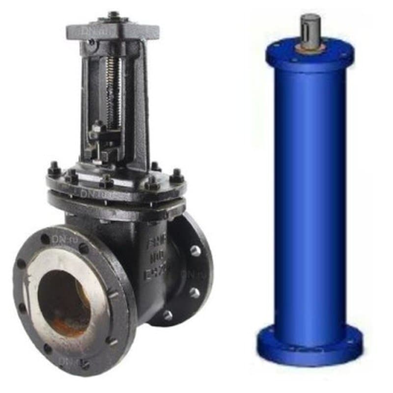 Задвижка параллельная ЛМЗ 30ч906бр Ду50 Ру16 фланцевая чугунная с выдвижным шпинделем под привод, с колонкой управления F07 (ОСТ тип А) 2000 мм, управление под электропривод