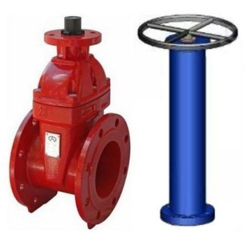 Задвижка с обрезиненным клином ЛАЗ 30ч939р Ду125 Ру16 чугунная, фланцевая, с голым штоком и невыдвижным шпинделем, с колонкой управления F07 (ОСТ тип А) 1000 мм, управление штурвал