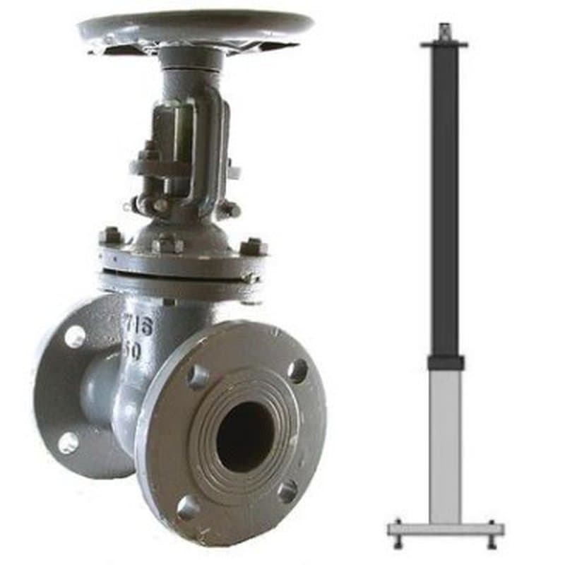 Задвижка Ci аналог 30с41нж Ду150 Ру16 стальная с выдвижным шпинделем с телескопическим штоком 1300-1800 мм, на штурвал, управление Т-образный ключ, без ключа