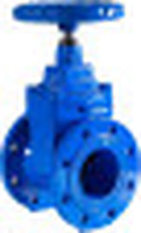 Задвижка клиновая REON RSV04 Ду600 Ру10/16 с обрезиненным клином, фланцевая синяя, корпус - чугун, уплотнение - EPDM