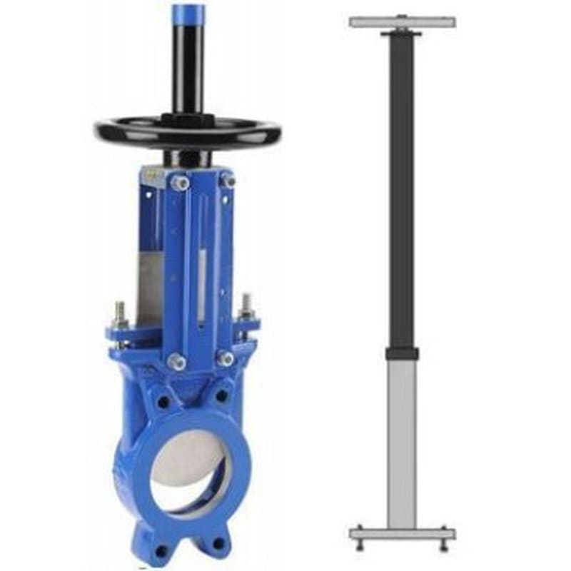 Задвижка шиберная Thermador 170 Ду400 Ру10 чугунная с выдвижным штоком со штурвалом и NBR уплотнением с телескопическим штоком 1300-1800 мм, на штурвал, управление штурвал