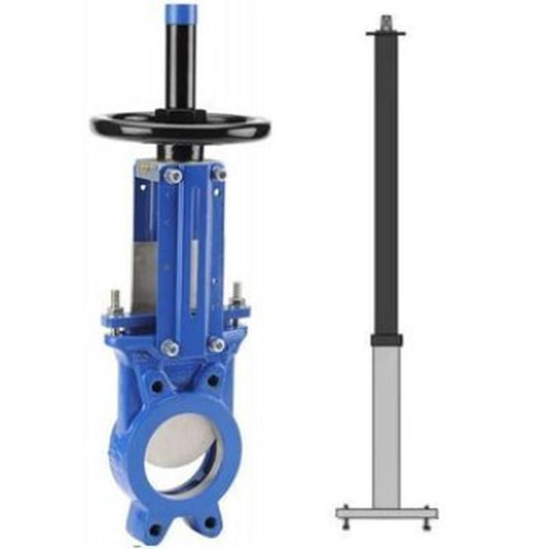 Задвижка шиберная Thermador 170 Ду100 Ру10 чугунная с выдвижным штоком со штурвалом и NBR уплотнением с телескопическим штоком 1050-1750 мм, на штурвал, управление Т-образный ключ, без ключа