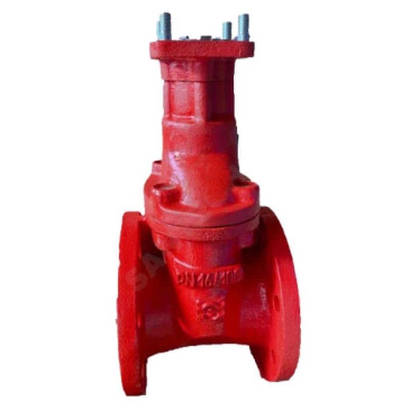Задвижка клиновая Завод им. Гаджиева 30ч939р Ду50 Ру16 аналог МЗВГ фланцевая красная, корпус - чугун, уплотнение - резина, обрезиненный клин, Тмакс=150°C с невыдвижным штоком под привод