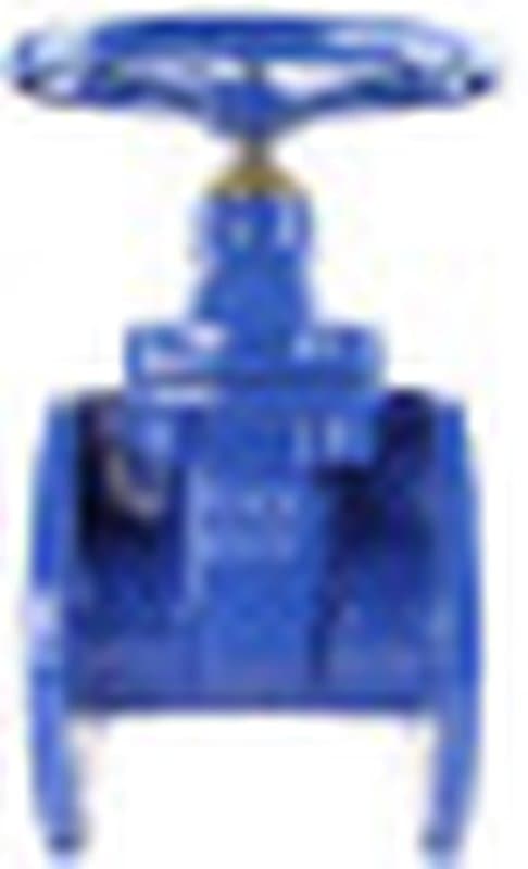 Задвижка с обрезиненным клином ABRA A40 Ду250 Ру16 синяя чугунная фланцевая со штурвалом