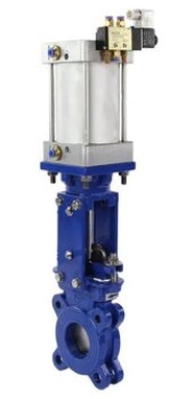 Задвижка шиберная ножевая GVKN1331E-2W-Fb-2P Ду65 Ру10 межфланцевая, с невыдвижным шпинделем, корпус - чугун GGG-40, уплотнение - EPDM, с пневмоприводом и пневмораспределителем 4V210-08 220В