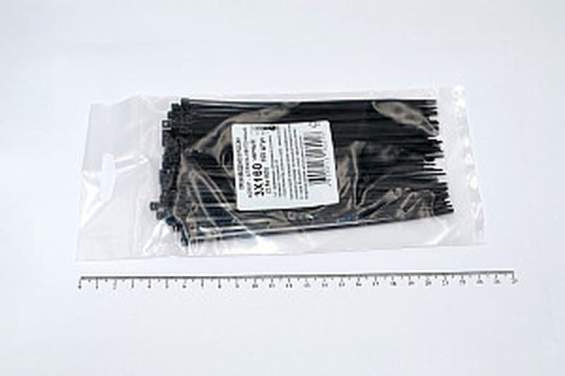 Кабельная стяжка чёрная 3х160 мм пластиковая (100 шт)