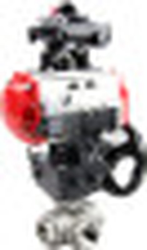 Кран шаровой нержавеющий 3-ходовой L-тип стандартнопроходной RP.SS316.200.MM.032-ISO Ду32 Ру63 SS316 муфтовый, пневмоприводом SA-065, пневмораспределителем 4M310-08 24В, БКВ APL-410N EX и ручным дублером HDM-1