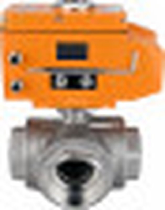 Кран шаровой нержавеющий 3-ходовой L-тип стандартнопроходной RP.SS316.200.MM.050-ISO Ду50 Ру63 SS316 муфтовый с эл. приводом ST-005 220В