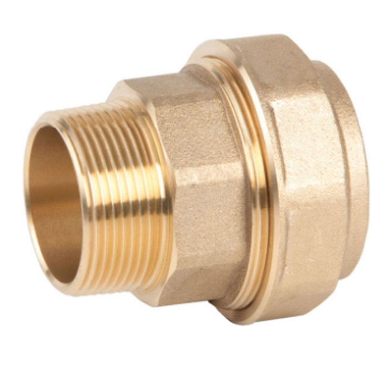 Штекер разъемный GENEBRE 0017 11, 3 Ду80 (3 x PE90), Ру16, прямой, компрессионный, полнопроходной, латунь