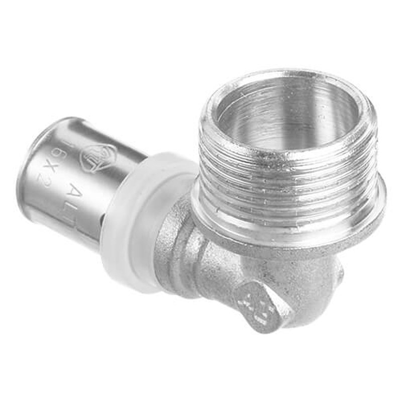 Угольник Altstream Дн20х1/2″ Ру10 переходной НР, материал корпуса - никелированная латунь, тип присоединения - пресс/наружная резьба