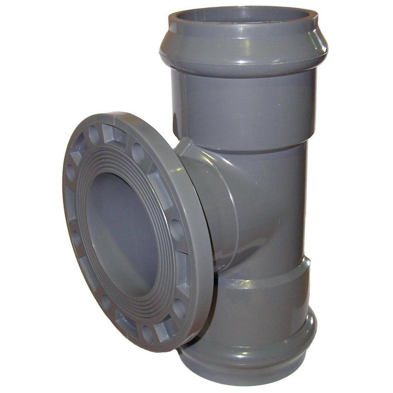 Тройник Хемкор Дн160х150 Ру10 90° напорный, НПВХ, присоединение - раструб/фланец, SDR26