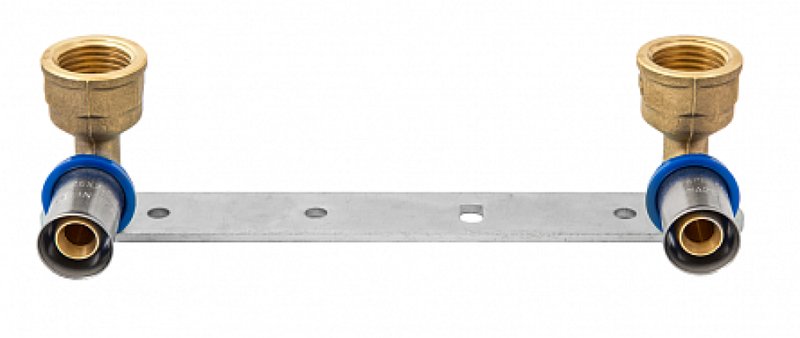 Водорозетка APE APL38 Дн16х1/2″ Ру16, пресс / внутренняя резьба, латунная, комплект 2 шт на пластине, для металлопластиковых труб