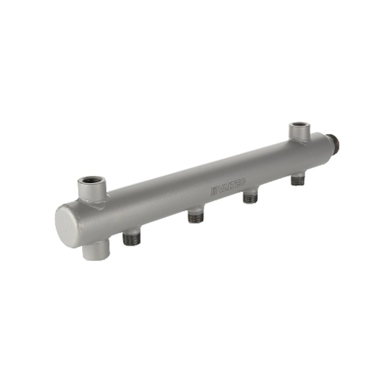 Коллектор Valtec VTc.510.BS.060409 вход 1″ Ду25 НР, выходов-9x1/2″ НР Py10, выходы НР, корпус - сталь, труба Ду40, с межосевым расстоянием выходов 100 мм